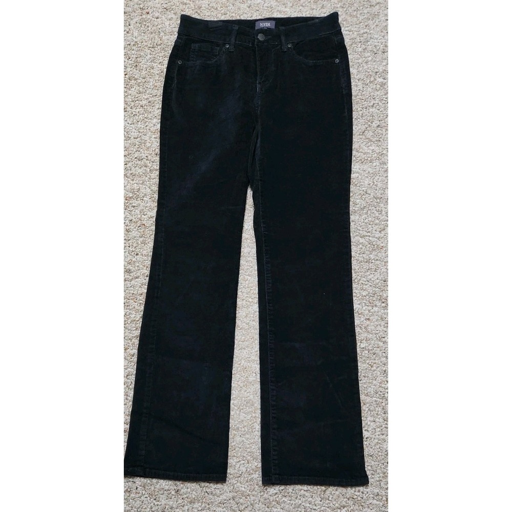 NYDJ Marilyn Straight Velvet Jeans Black Womens 2 Petite Lift Tuck 26x29